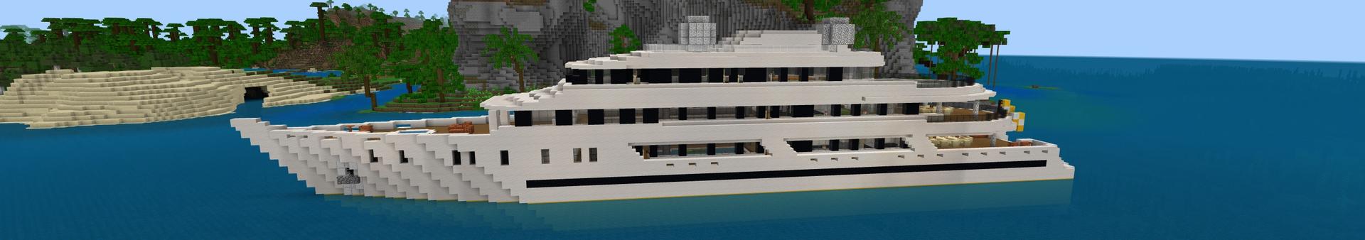Panorama of the Minecraft Bedrock Marketplace product Luxury Yacht created by Fall Studios.