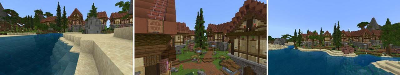 Panorama of the Minecraft Bedrock Marketplace product Medieval Village created by Fall Studios.