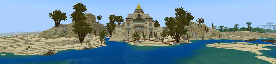 Panorama of the Minecraft Bedrock Marketplace product Mega Desert Pyramid created by Fall Studios.