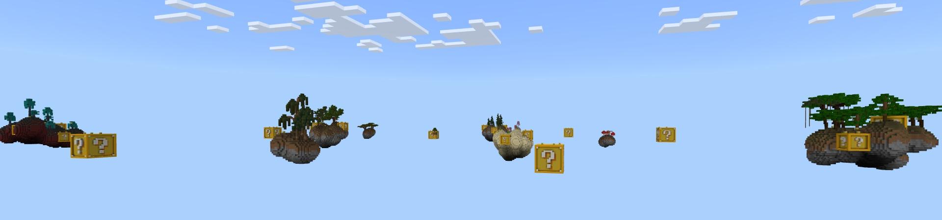 Panorama of the Minecraft Bedrock Marketplace product Mega Lucky Block Skyblock created by Fall Studios.