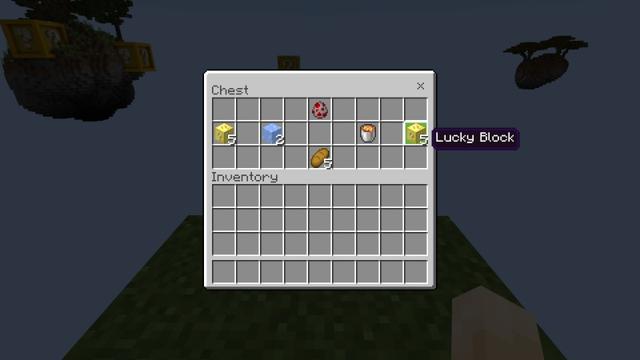 Screenshot of the Minecraft Bedrock Marketplace product Mega Lucky Block Skyblock created by Fall Studios.
