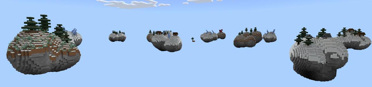 Panorama of the Minecraft Bedrock Marketplace product Mega Winter Skyblock created by Fall Studios.