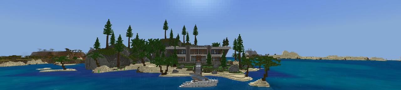 Panorama of the Minecraft Bedrock Marketplace product Millionaire Beach Mansion created by Fall Studios.