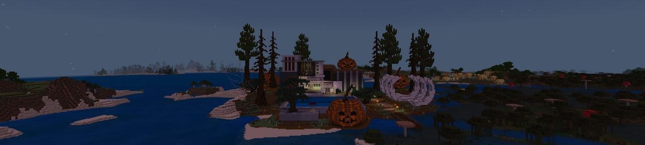 Panorama of the Minecraft Bedrock Marketplace product Millionaire Halloween Mansion created by Fall Studios.