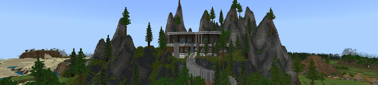 Panorama of the Minecraft Bedrock Marketplace product Mountain Millionaire Mansion created by Fall Studios.