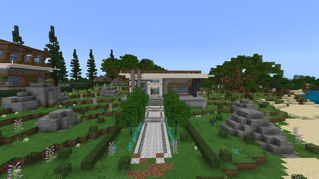Screenshot of the Minecraft Bedrock Marketplace product Noob vs Pro vs Hacker Mansion created by Fall Studios.