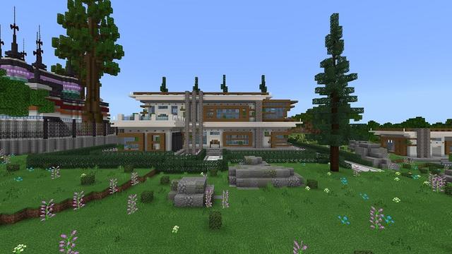 Screenshot of the Minecraft Bedrock Marketplace product Noob vs Pro vs Hacker Mansion created by Fall Studios.