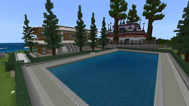 Screenshot of the Minecraft Bedrock Marketplace product Noob vs Pro vs Hacker Mansion created by Fall Studios.