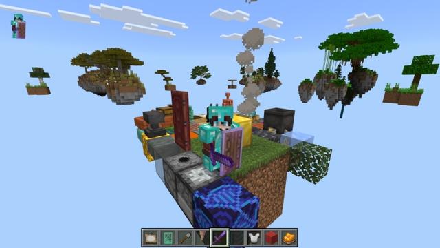 Screenshot of the Minecraft Bedrock Marketplace product One Block Hacker Tools created by Fall Studios.