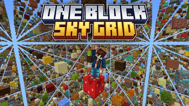 Thumbnail of the Minecraft Bedrock Marketplace product One Block Sky Grid created by Fall Studios.