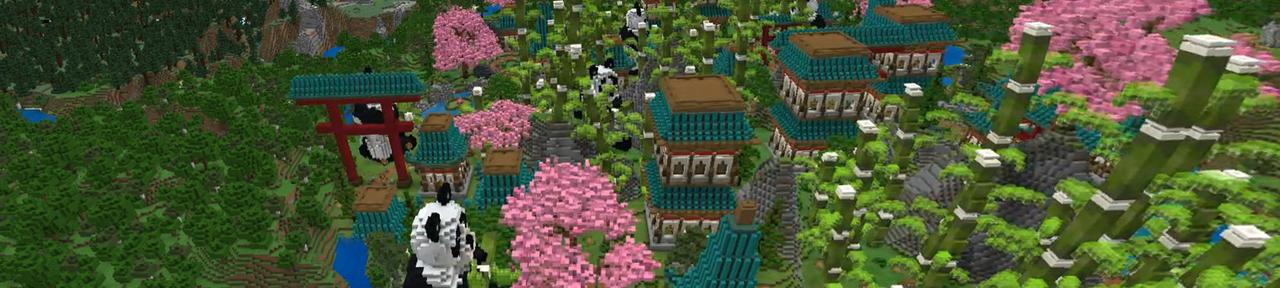 Panorama of the Minecraft Bedrock Marketplace product Panda Valley created by Fall Studios.