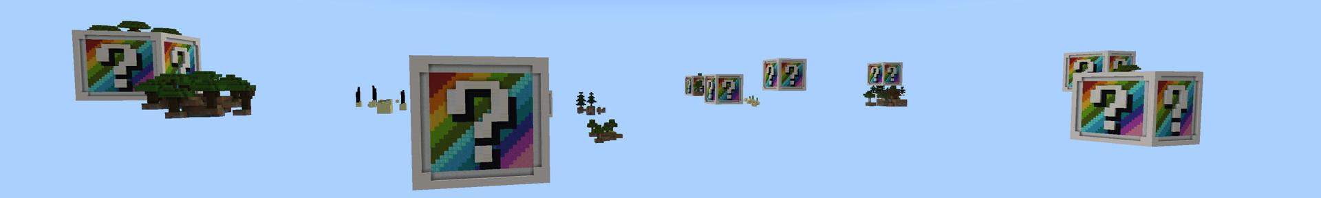 Panorama of the Minecraft Bedrock Marketplace product Rainbow Lucky Blocks Skyblock created by Fall Studios.