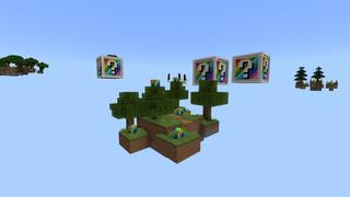 Screenshot of the Minecraft Bedrock Marketplace product Rainbow Lucky Blocks Skyblock created by Fall Studios.