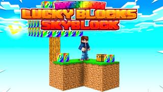 Thumbnail of the Minecraft Bedrock Marketplace product Rainbow Lucky Blocks Skyblock created by Fall Studios.