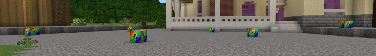 Panorama of the Minecraft Bedrock Marketplace product Rainbow Lucky Blocks created by Fall Studios.