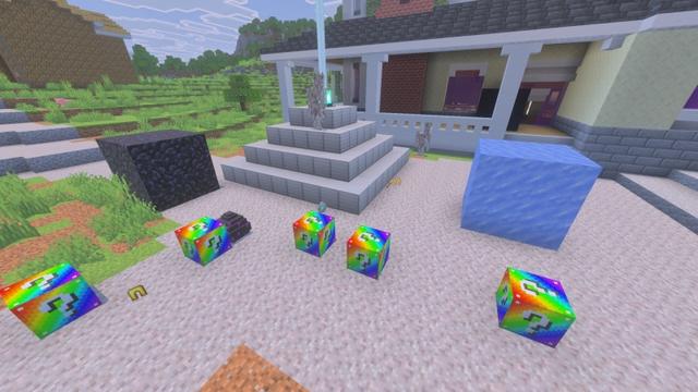 Screenshot of the Minecraft Bedrock Marketplace product Rainbow Lucky Blocks created by Fall Studios.