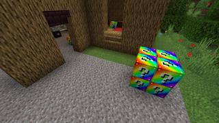 Screenshot of the Minecraft Bedrock Marketplace product Rainbow Lucky Blocks created by Fall Studios.