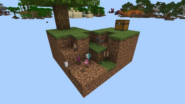 Screenshot of the Minecraft Bedrock Marketplace product Random Drops Sky Block created by Fall Studios.