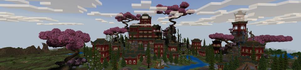 Panorama of the Minecraft Bedrock Marketplace product Sakura Palace created by Fall Studios.