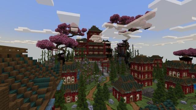 Screenshot of the Minecraft Bedrock Marketplace product Sakura Palace created by Fall Studios.