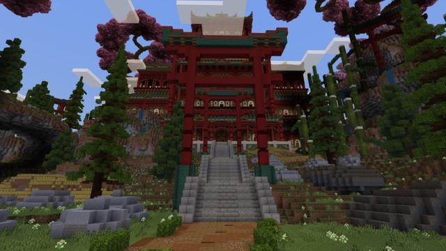 Screenshot of the Minecraft Bedrock Marketplace product Sakura Palace created by Fall Studios.