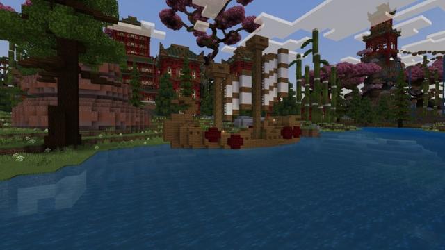 Screenshot of the Minecraft Bedrock Marketplace product Sakura Palace created by Fall Studios.