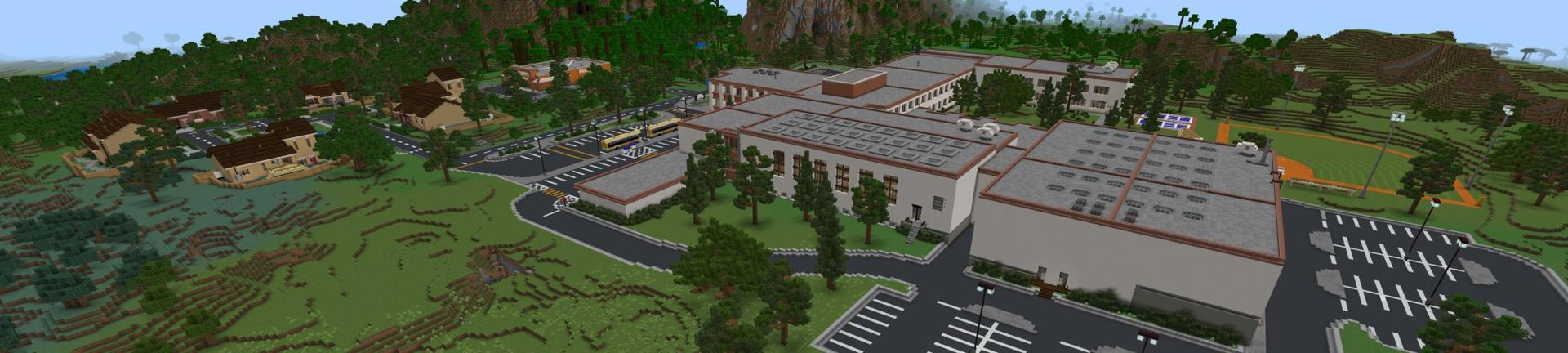 Panorama of the Minecraft Bedrock Marketplace product School Life created by Fall Studios.