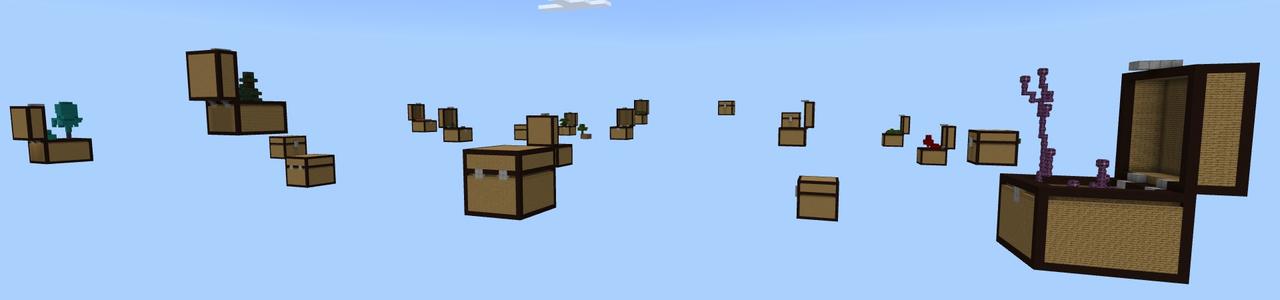 Panorama of the Minecraft Bedrock Marketplace product Skyblock Big Chests created by Fall Studios.