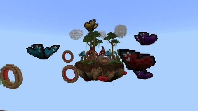 Screenshot of the Minecraft Bedrock Marketplace product Skyblock Elytra Run created by Fall Studios.
