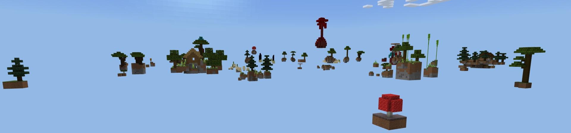 Panorama of the Minecraft Bedrock Marketplace product Skyblock every drop is random created by Fall Studios.