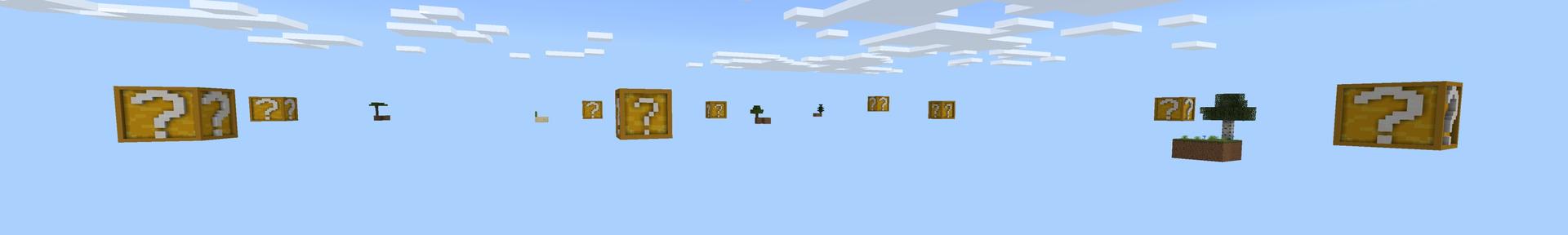 Panorama of the Minecraft Bedrock Marketplace product Skyblock Giant Lucky Blocks created by Fall Studios.