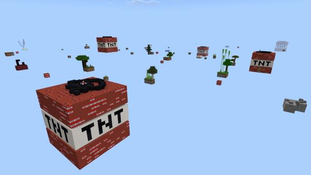 Screenshot of the Minecraft Bedrock Marketplace product Skyblock Giant TNT created by Fall Studios.
