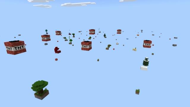 Screenshot of the Minecraft Bedrock Marketplace product Skyblock Giant TNT created by Fall Studios.