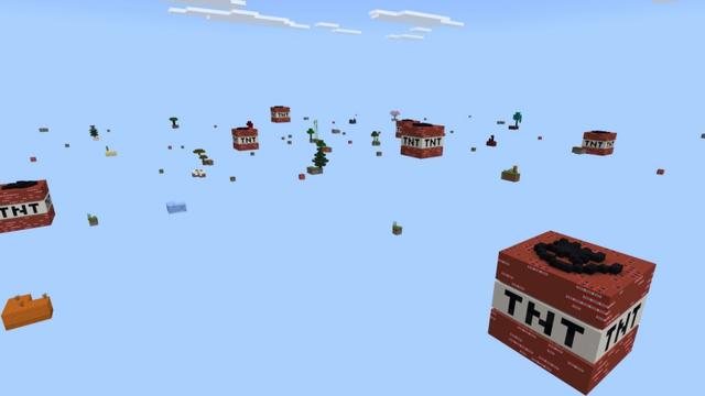 Screenshot of the Minecraft Bedrock Marketplace product Skyblock Giant TNT created by Fall Studios.