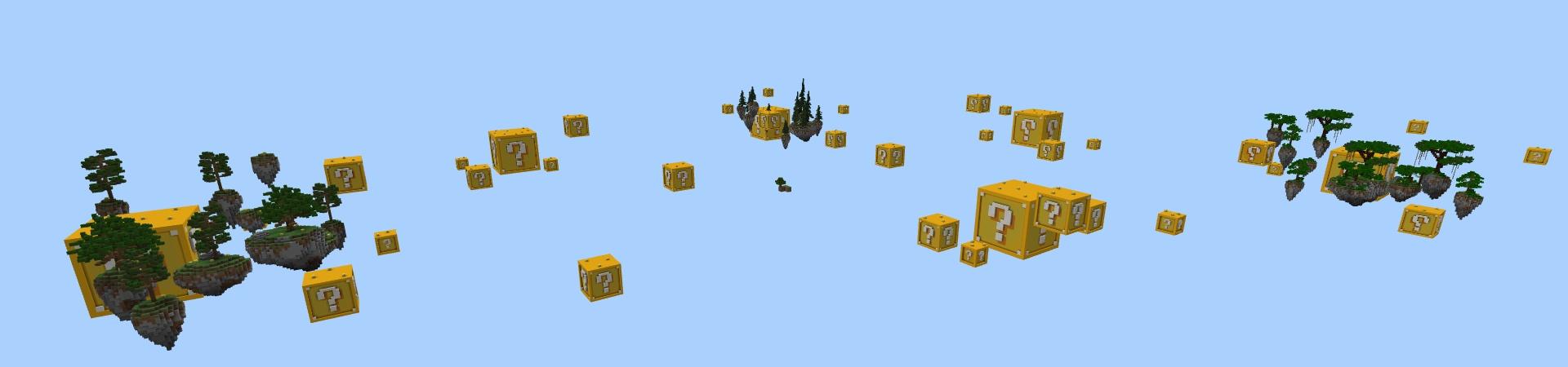 Panorama of the Minecraft Bedrock Marketplace product Skyblock Lucky Block created by Fall Studios.