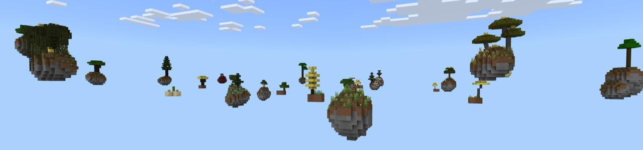 Panorama of the Minecraft Bedrock Marketplace product Skyblock Lucky Islands created by Fall Studios.