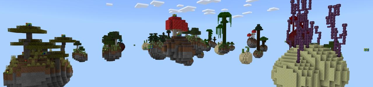 Panorama of the Minecraft Bedrock Marketplace product Skyblock Rainbow Blocks created by Fall Studios.