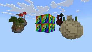 Screenshot of the Minecraft Bedrock Marketplace product Skyblock Rainbow Blocks created by Fall Studios.