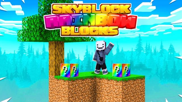 Thumbnail of the Minecraft Bedrock Marketplace product Skyblock Rainbow Blocks created by Fall Studios.