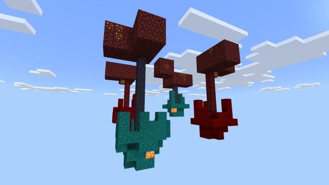 Screenshot of the Minecraft Bedrock Marketplace product Pára o bloco do céu de cabeça para baixo! created by Fall Studios.