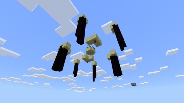 Screenshot of the Minecraft Bedrock Marketplace product Pára o bloco do céu de cabeça para baixo! created by Fall Studios.