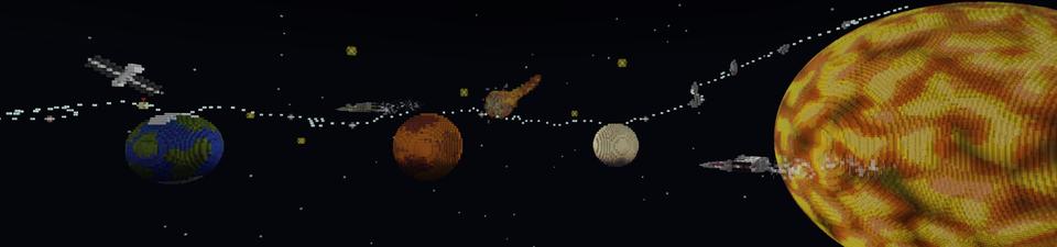 Panorama of the Minecraft Bedrock Marketplace product Solar System Parkour created by Fall Studios.