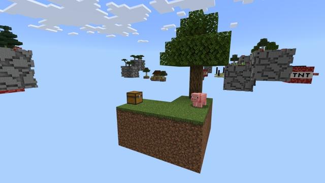 Screenshot of the Minecraft Bedrock Marketplace product TNT Skyblock created by Fall Studios.
