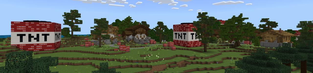Panorama of the Minecraft Bedrock Marketplace product TNT Village created by Fall Studios.