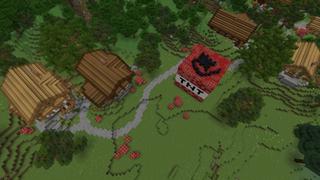 Screenshot of the Minecraft Bedrock Marketplace product TNT Village created by Fall Studios.
