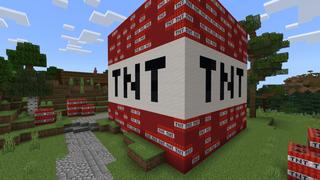 Screenshot of the Minecraft Bedrock Marketplace product TNT Village created by Fall Studios.