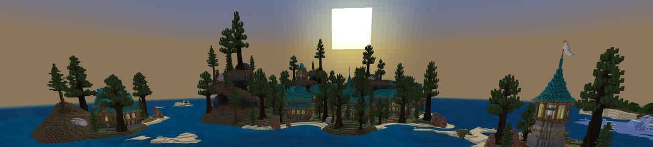 Panorama of the Minecraft Bedrock Marketplace product Treasure Village created by Fall Studios.