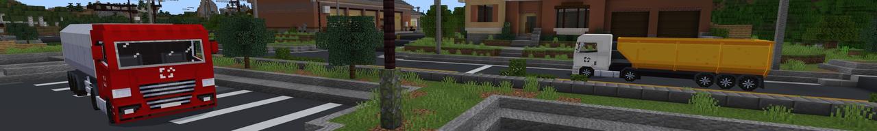 Panorama of the Minecraft Bedrock Marketplace product Trucks 2 created by Fall Studios.