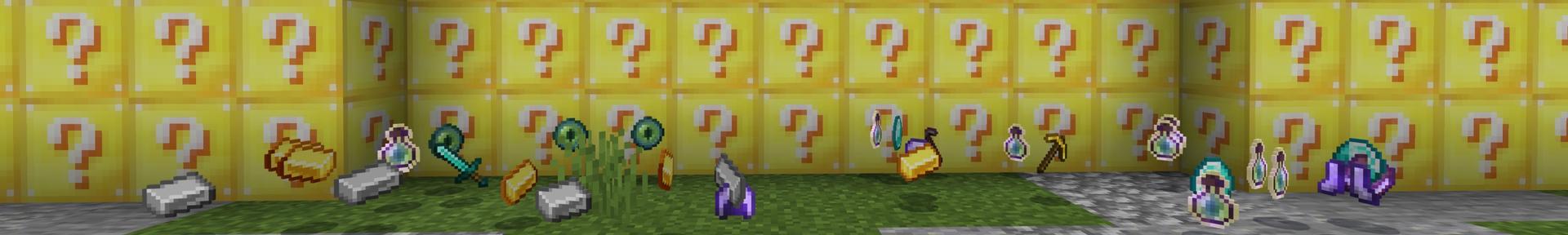 Panorama of the Minecraft Bedrock Marketplace product Ultimate Lucky Blocks created by Fall Studios.