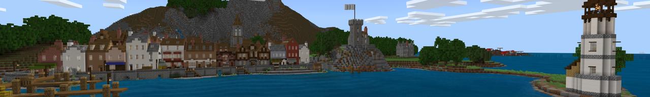 Panorama of the Minecraft Bedrock Marketplace product Victorian Harbor created by Fall Studios.